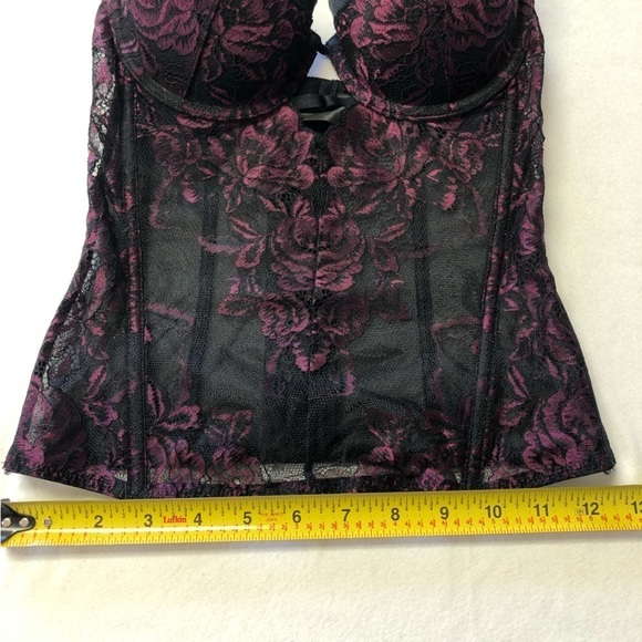 LA Senza Black & Burgundy Lace Corset Merrywidow Size Small - Picture 10 of 11